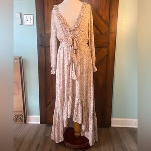 Beyond The Radar Floral Ruffle Bohemian Cottagecore High Low Maxi Dress Womens M